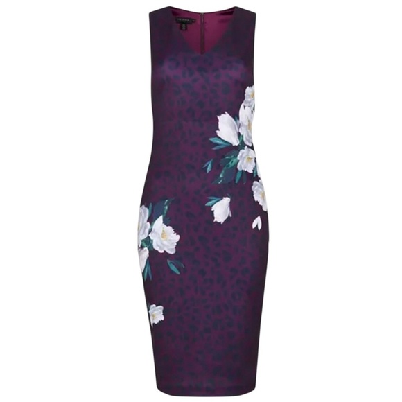 Ted Baker London Toriiy Wilderness Print V Neck Sheath Bodycon Dress Women’s US6 - Picture 5 of 16
